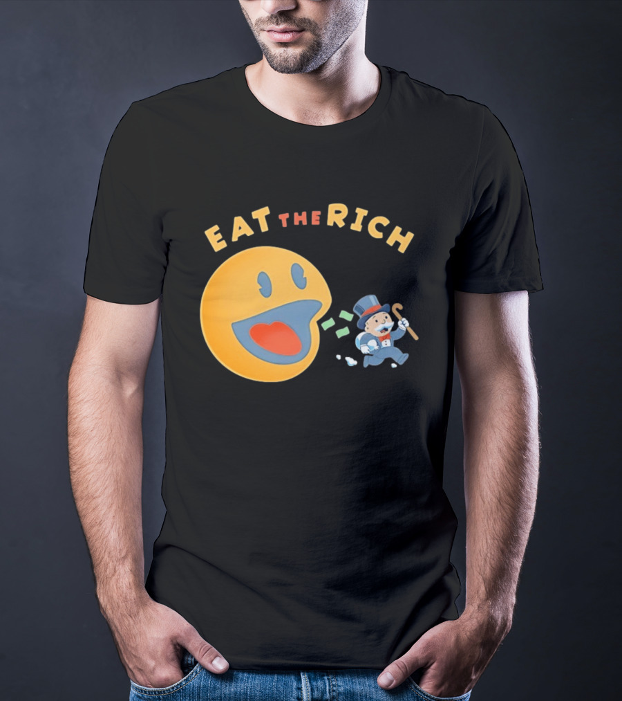 Eat The Rich Monopoly Man Pac Man Capitalism T-Shirt