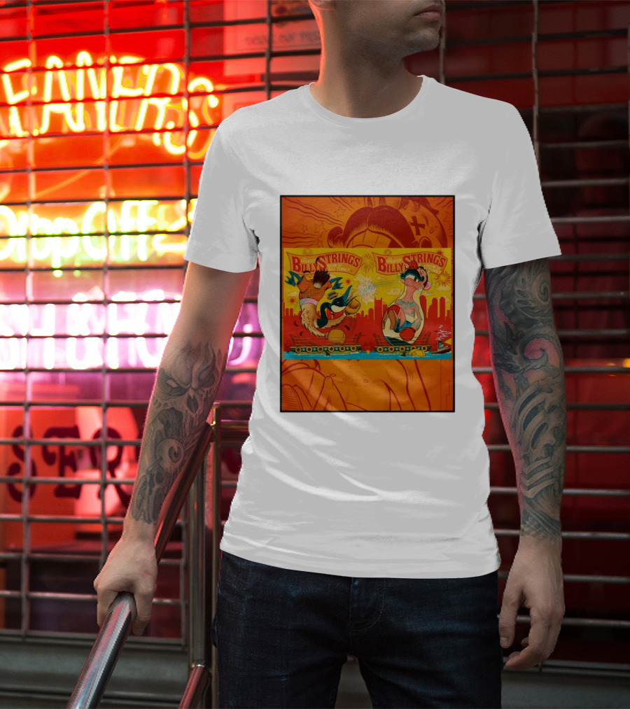 Billy Strings Greatest Show Of All Time Boxing Panels Playful Cartoon T-Shirt