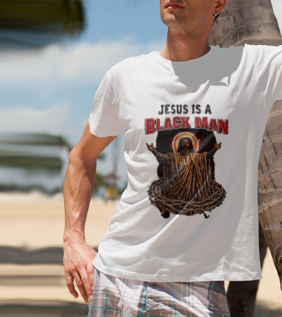 Jesus Is A Black Man With Thorns And Radiant Halo T-Shirt