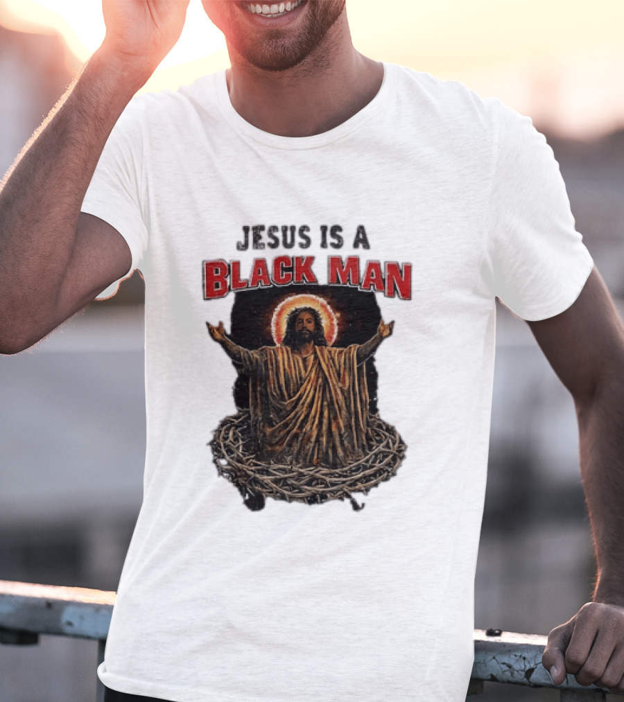 Jesus Is A Black Man With Thorns And Radiant Halo T-Shirt