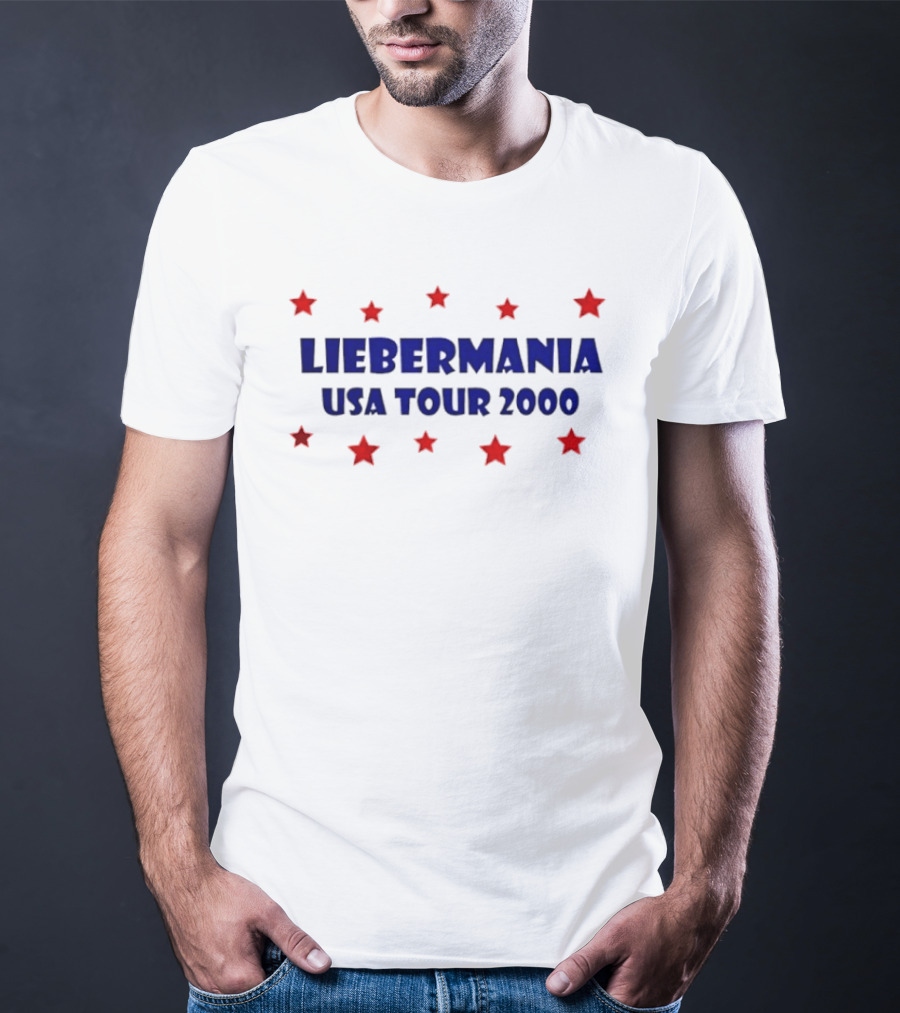 Joe Lieberman 2000 Presidential Campaign Liebermania USA Tour 2000 Red Stars T-Shirt