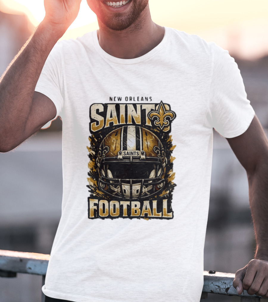 New Orleans Saints Football Helmet Distressed Fleur De Lis T-Shirt