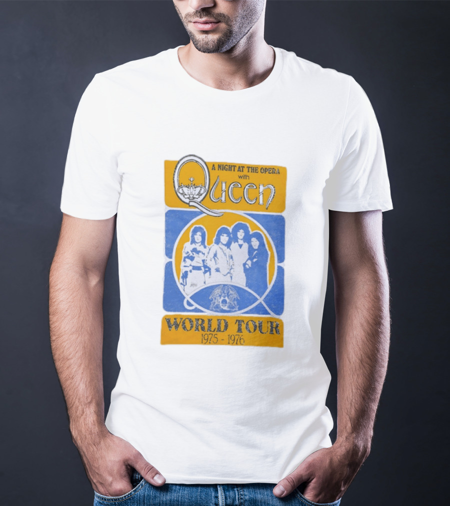 Queen A Night At The Opera World Tour 1975 1976 Vintage Band Photo T-Shirt