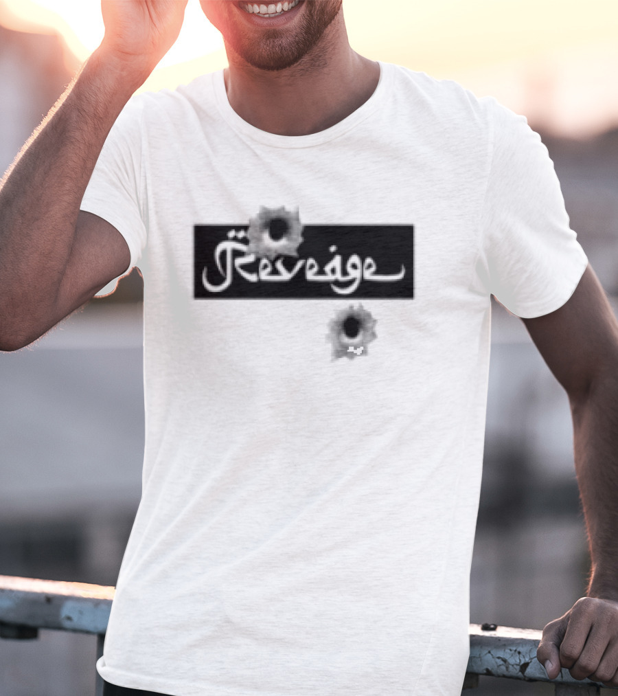 Revenge Arabic Text White Black Fusion T-Shirt