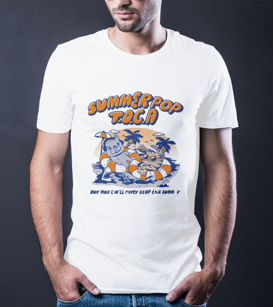 Summer Pop TOCA French Bulldog And Cat Endless Summer Music Vibes T-Shirt