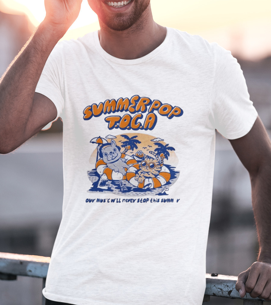 Summer Pop TOCA French Bulldog And Cat Endless Summer Music Vibes T-Shirt