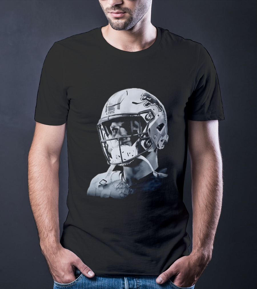 Detroit Lions Aidan Hutchinson Charcoal House Helmet Artistry T-Shirt