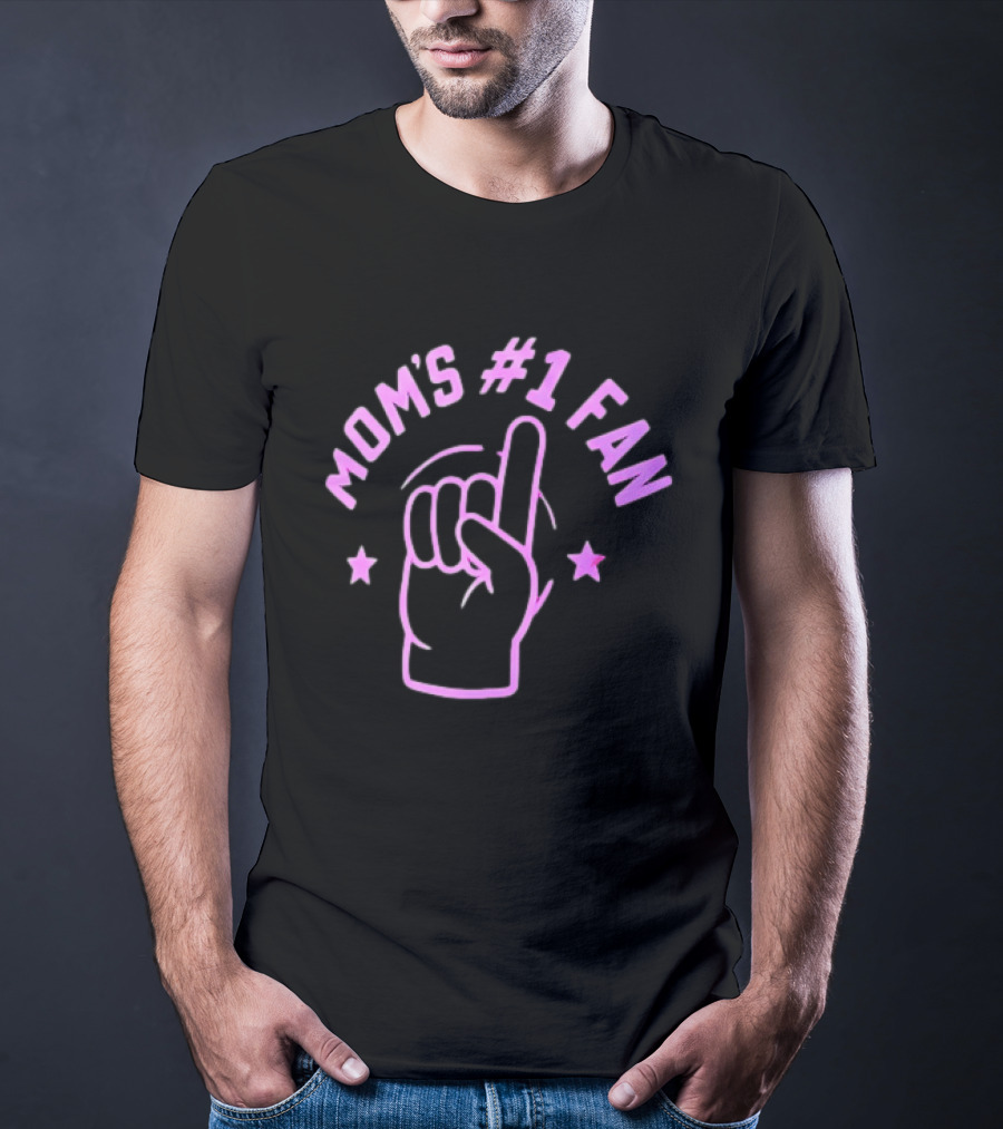Mom's #1 Fan Hand Gesture Pink T-Shirt