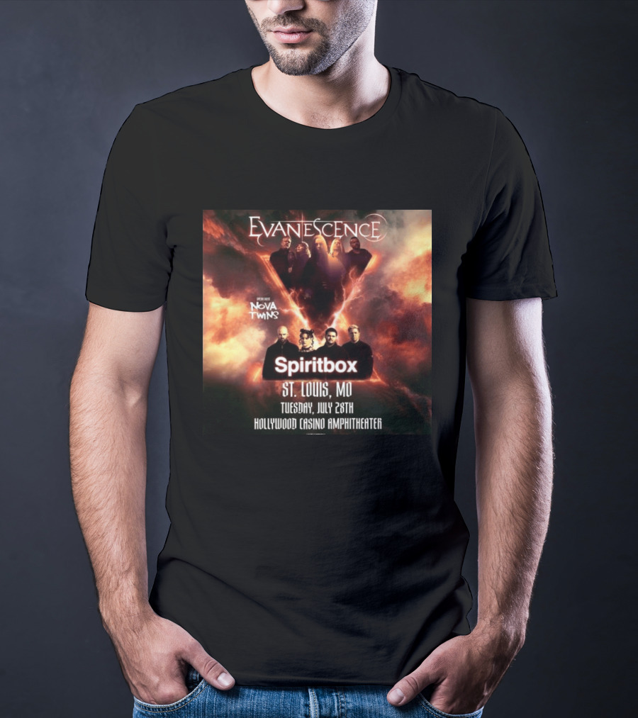 Evanescence Nova Twins Spiritbox Concert St. Louis MO July 28 Hollywood Casino Amphitheater T-Shirt