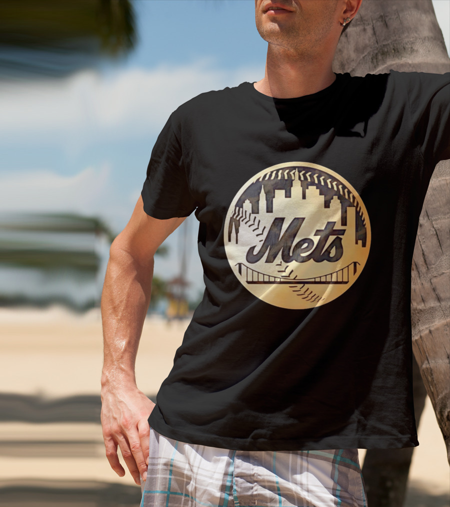 New York Mets Baseball Skyline Bridge MLB T-Shirt