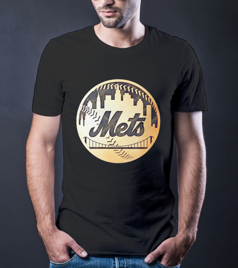New York Mets Baseball Skyline Bridge MLB T-Shirt