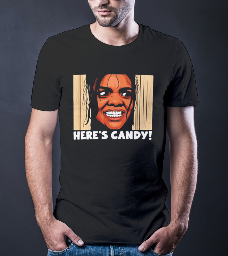 Here's Candy Horror Movie Halloween Face Breaking Through Wood T-Shirt