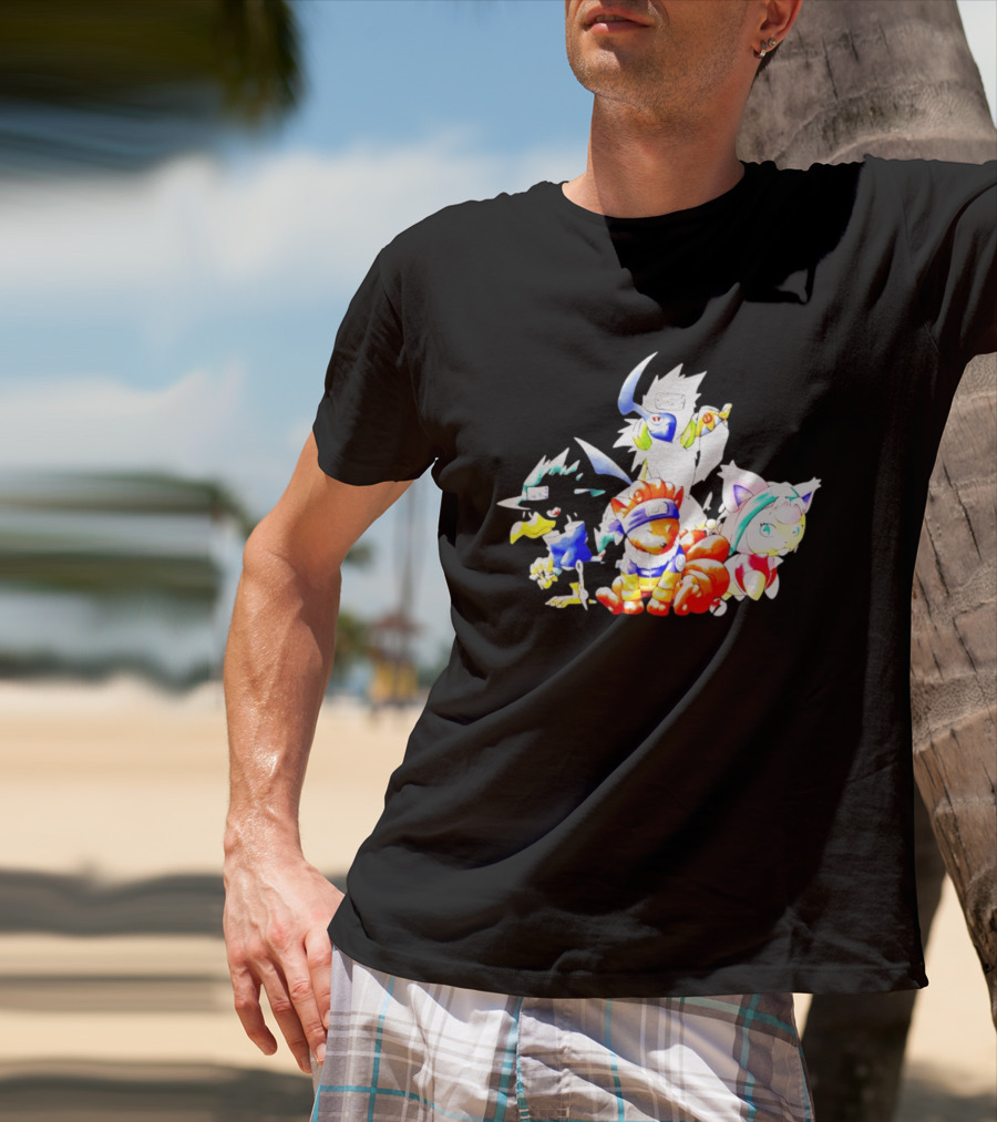 Chibi Pokemon Naruto Crossover With Animal Characters T-Shirt