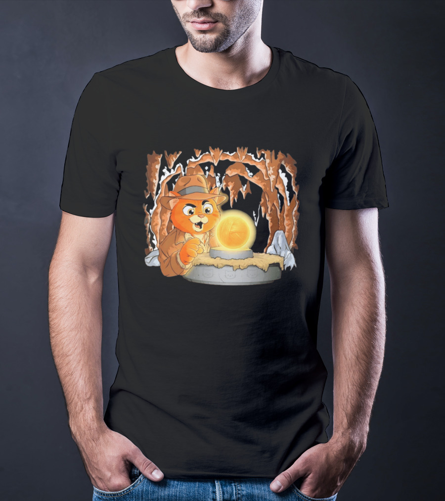 Raiders Of The Lost Yarn Cat Indiana Jones Golden Ball Relic Adventure T-Shirt