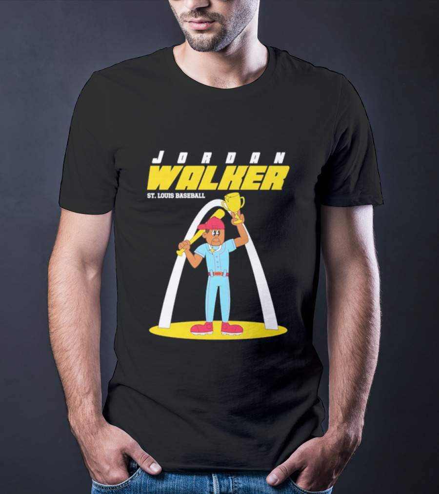 Jordan Walker St. Louis Baseball Cartoon Player Trophy Arch T-Shirt