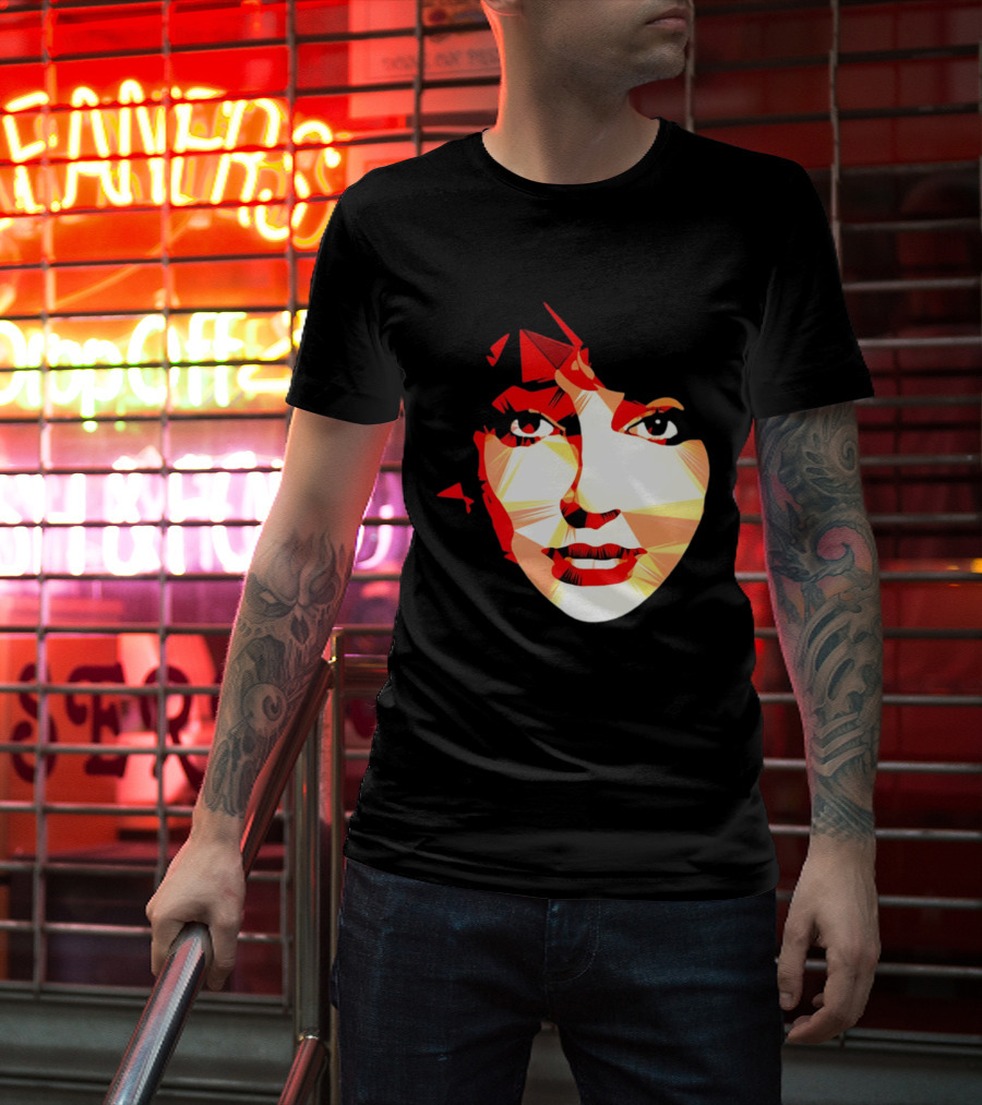 Kate Bush Geometric Pop Singer Red Orange Faceted T-Shirt