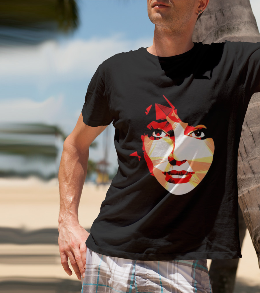 Kate Bush Geometric Pop Singer Red Orange Faceted T-Shirt