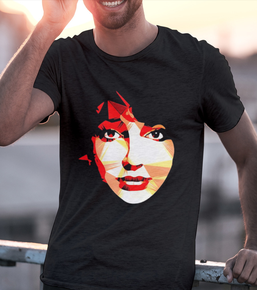 Kate Bush Geometric Pop Singer Red Orange Faceted T-Shirt