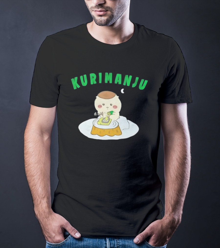 Kurimanju Chiikawa Eating At Night On Tree Stump T-Shirt