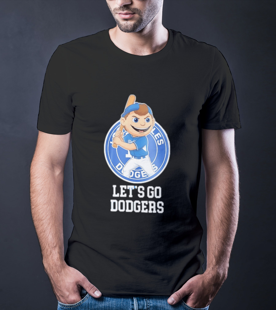 Los Angeles Dodgers Let's Go Dodgers Cartoon Character Baseball Bat T-Shirt