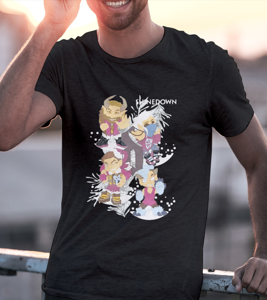 Shinedown Chibi Band Members Holiday Christmas Decor T-Shirt