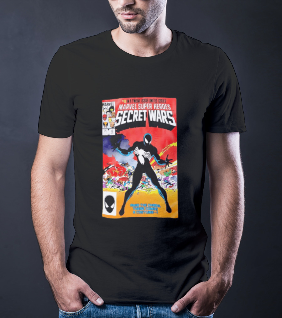 Marvel Super Heroes Secret Wars Issue 8 Spider Man Black Suit Comic Cover T-Shirt