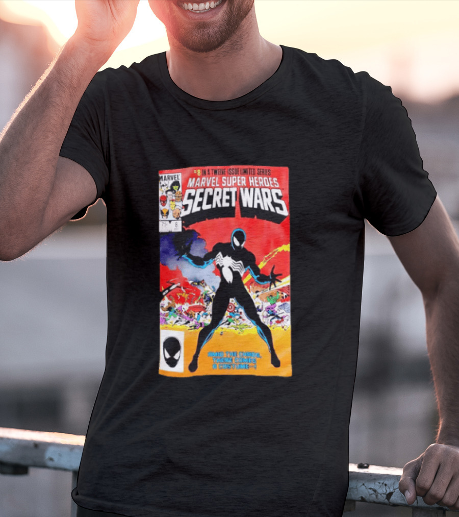 Marvel Super Heroes Secret Wars Issue 8 Spider Man Black Suit Comic Cover T-Shirt