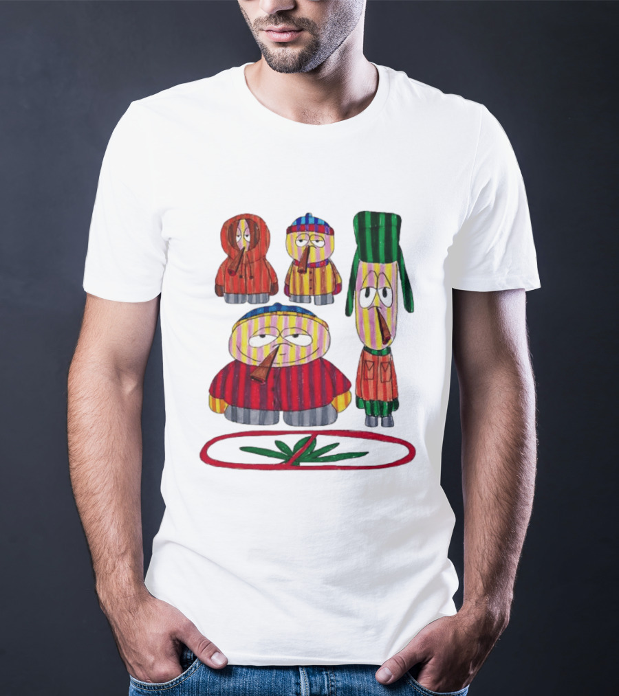 Cartman Stan Kyle Kenny South Park Characters Smoking No Weed Prohibition T-Shirt
