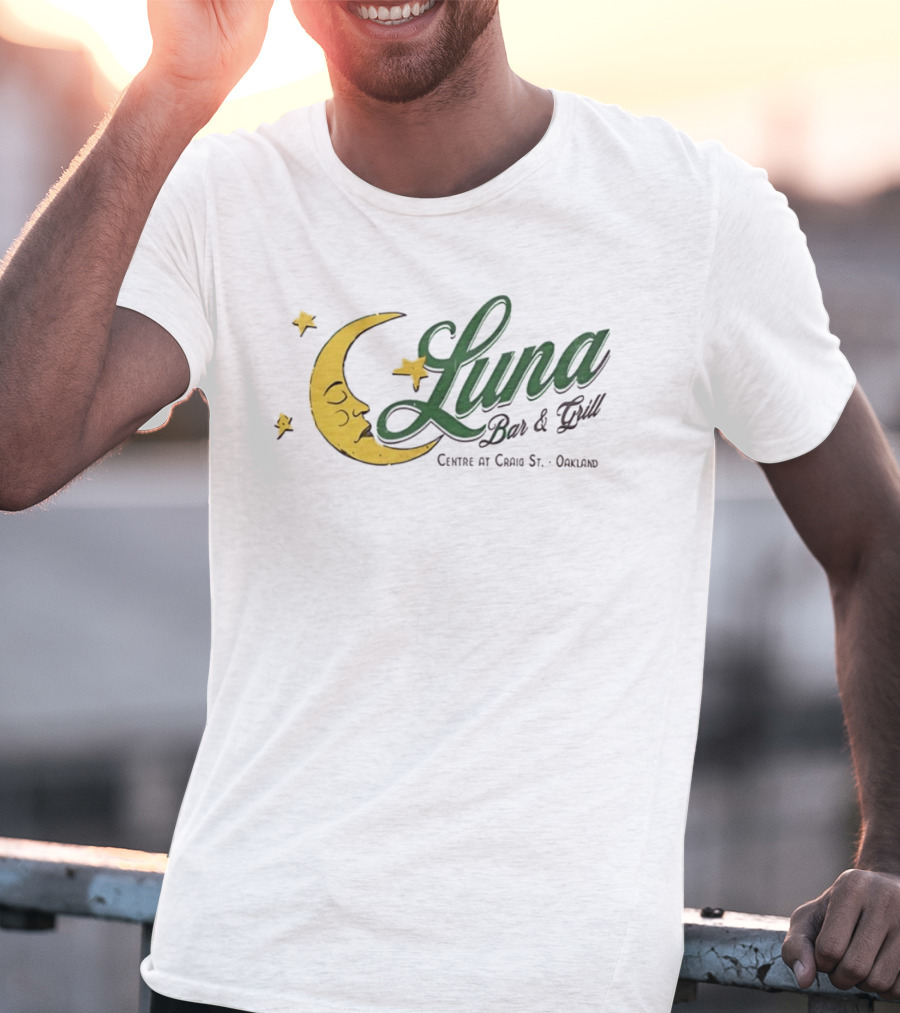 Luna Bar And Grill Centre At Craig St Oakland Moon And Stars T-Shirt