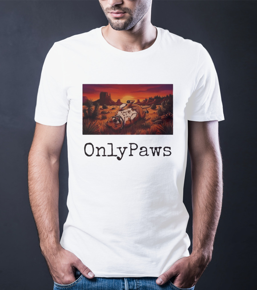 Desert Sunset Playful Pit Bull OnlyPaws Scenic Wonderland T-Shirt