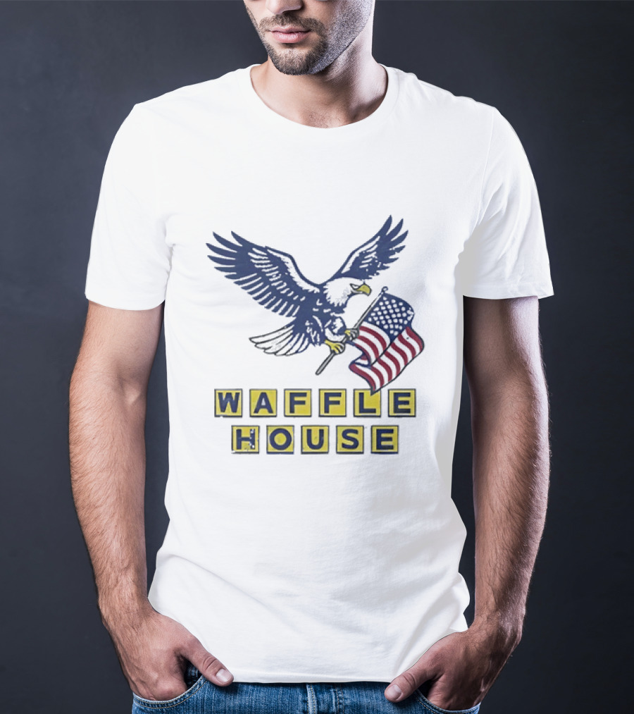 Waffle House Eagle Holding American Flag T-Shirt