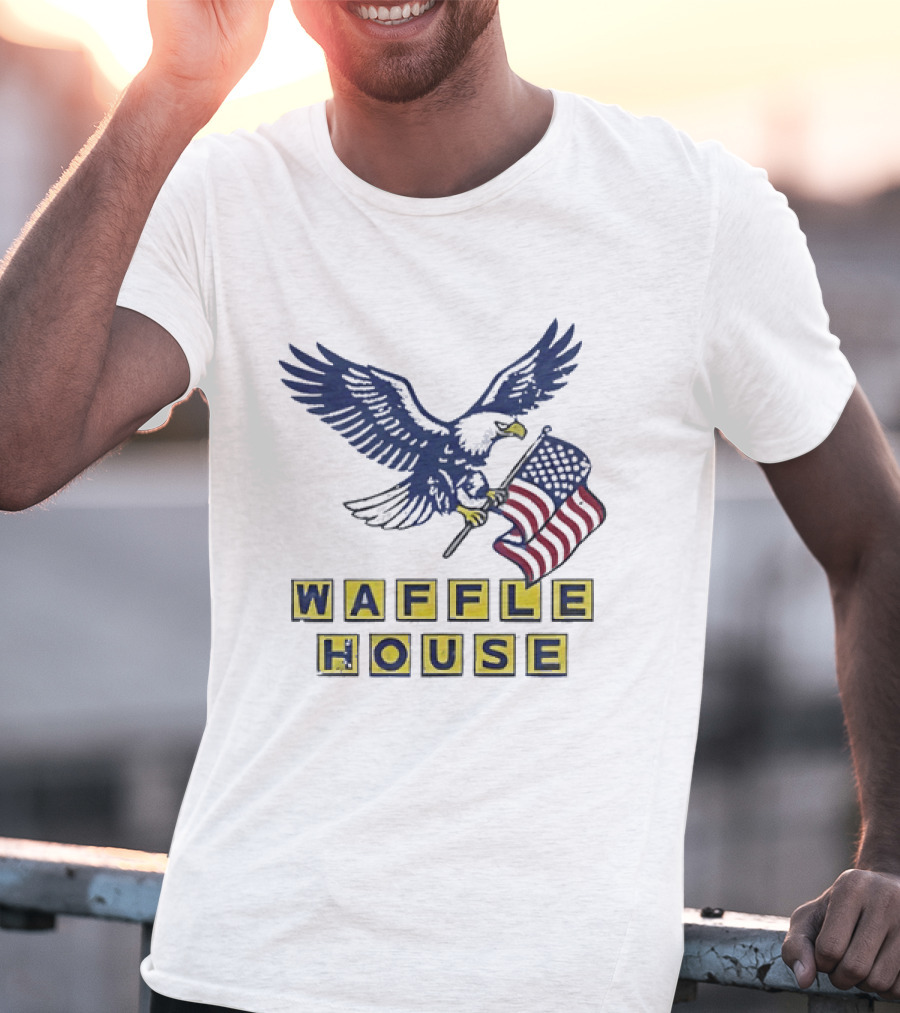 Waffle House Eagle Holding American Flag T-Shirt
