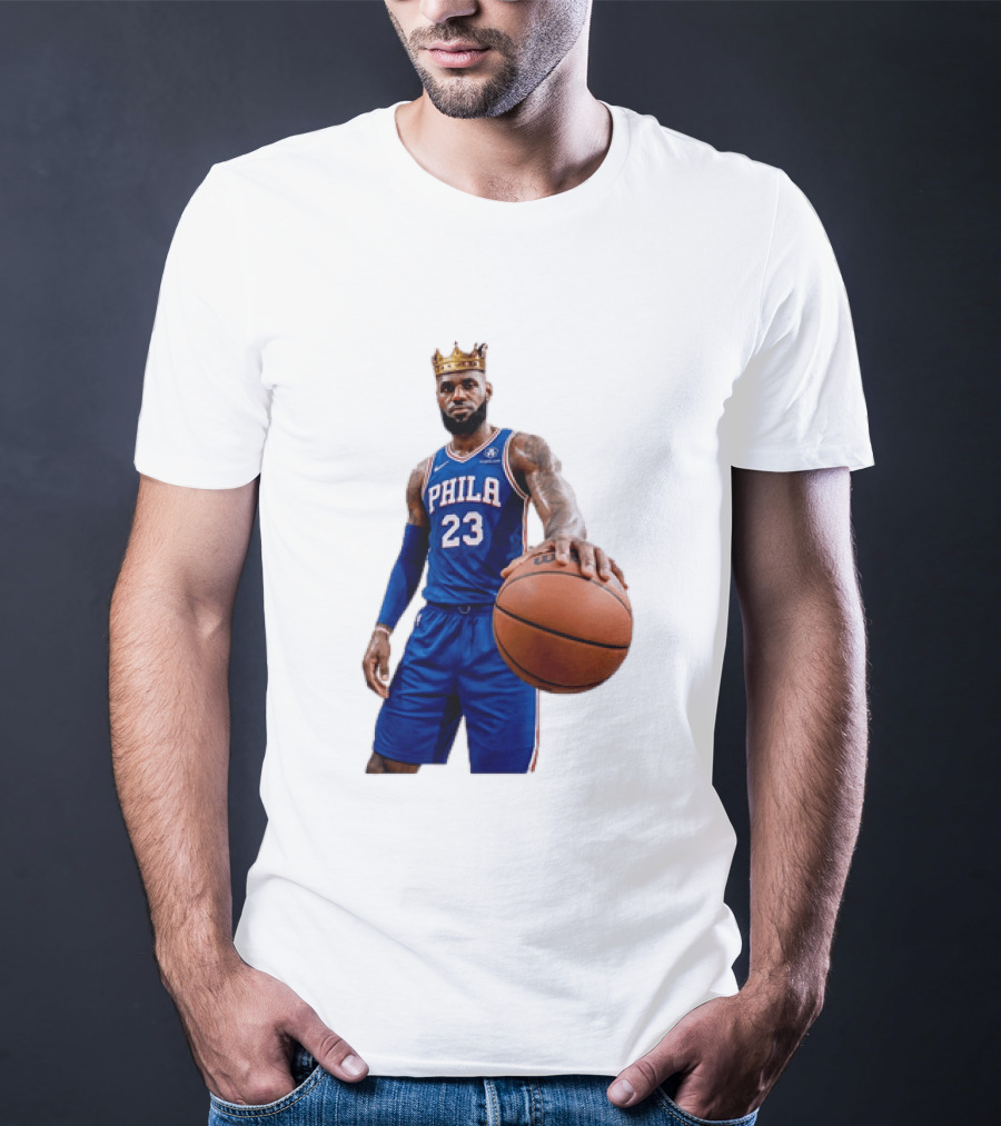 LeBron James King Crown Dribbling Philadelphia 76ers Basketball Player 23 Phila T-Shirt