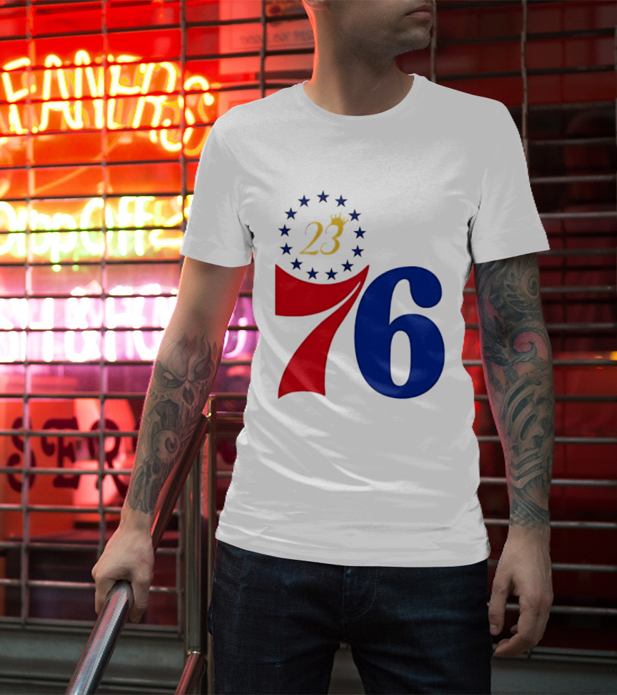 LeBron James 23 Philadelphia 76ers Inspired Number Stars T-Shirt