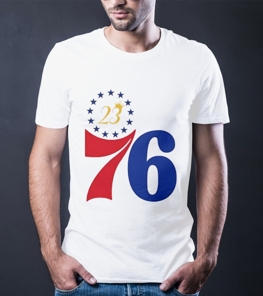 LeBron James 23 Philadelphia 76ers Inspired Number Stars T-Shirt