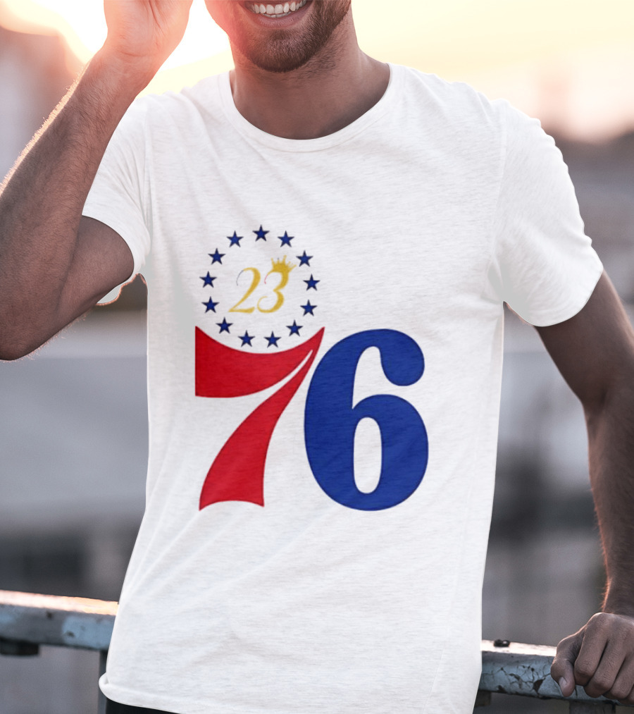 LeBron James 23 Philadelphia 76ers Inspired Number Stars T-Shirt