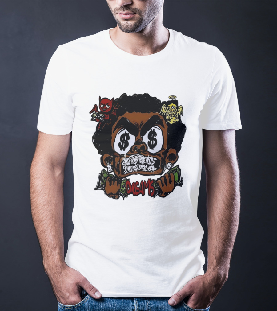 Dreams Money Cartoon Streetwear Dollar Eye Angel Devil T-Shirt