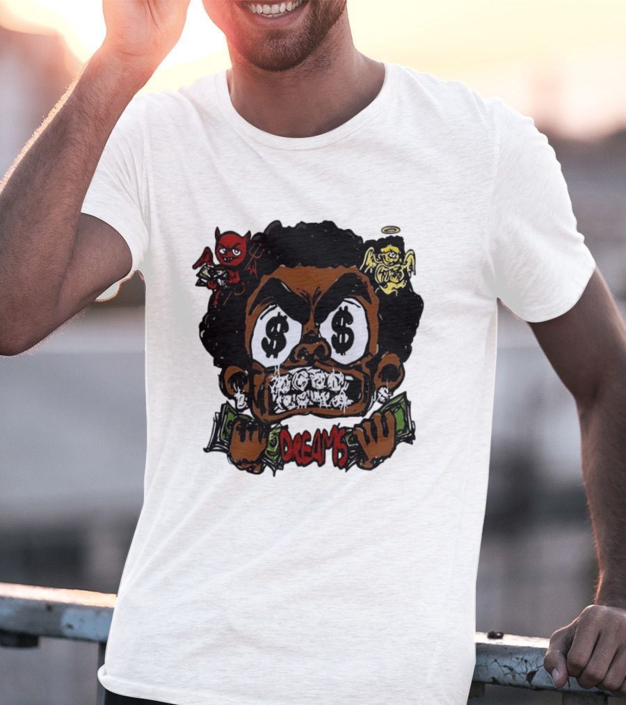 Dreams Money Cartoon Streetwear Dollar Eye Angel Devil T-Shirt