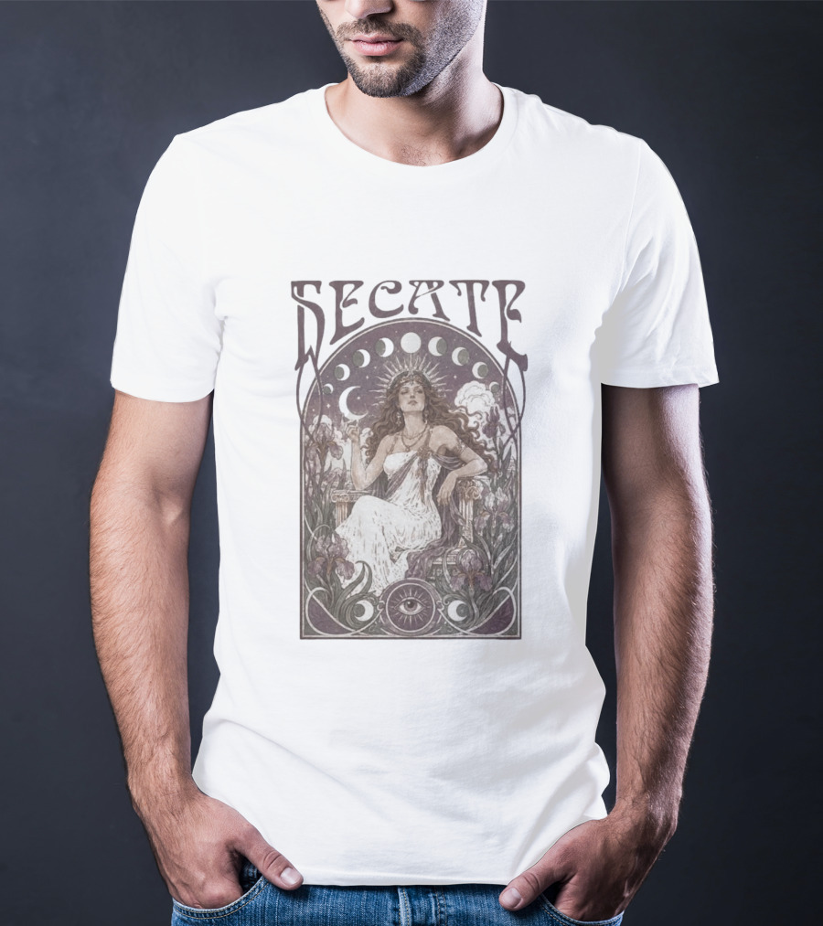 Hecate Goddess Moon Phases Magic Feminist Witch Pagan Crossroads Key Goth Grunge T-Shirt