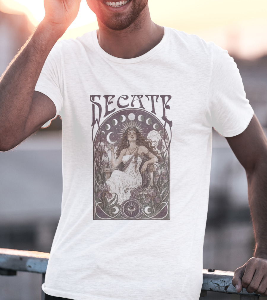 Hecate Goddess Moon Phases Magic Feminist Witch Pagan Crossroads Key Goth Grunge T-Shirt