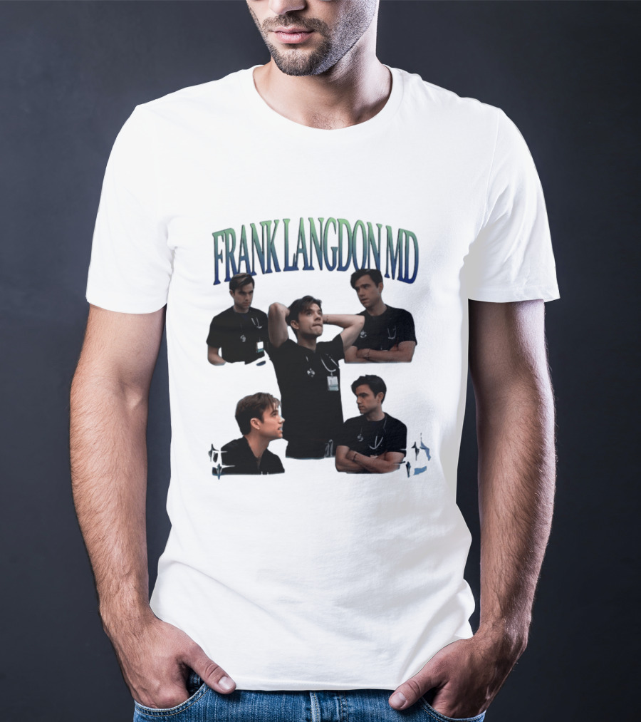 FRANK LANGDON MD Doctor Medical TV Show Character Stethoscope And ID T-Shirt