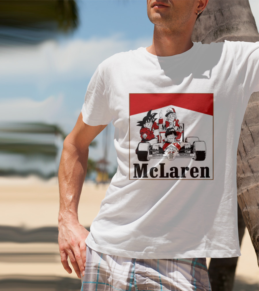 Goku Bulma Senbei McLaren Honda Marlboro Shell 27 Anime Racing Team Formula 1 T-Shirt