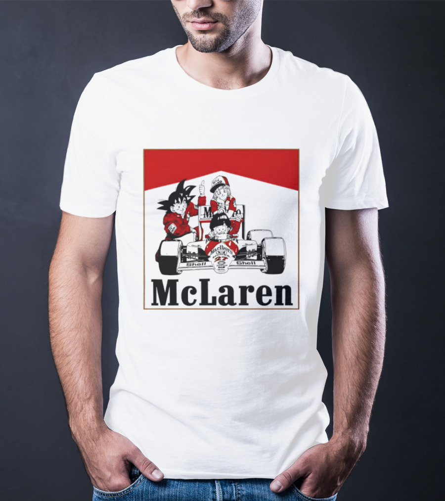 Goku Bulma Senbei McLaren Honda Marlboro Shell 27 Anime Racing Team Formula 1 T-Shirt