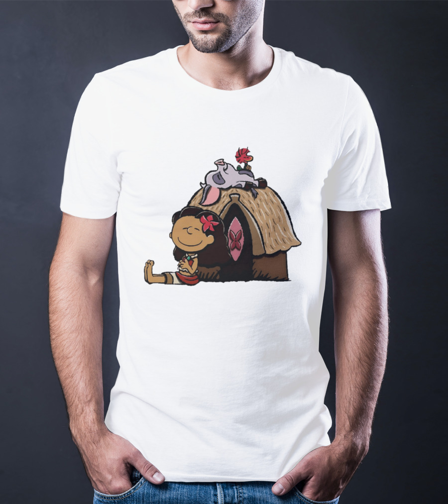 Moana Pua Heihei Peanuts Doghouse Cartoon T-Shirt