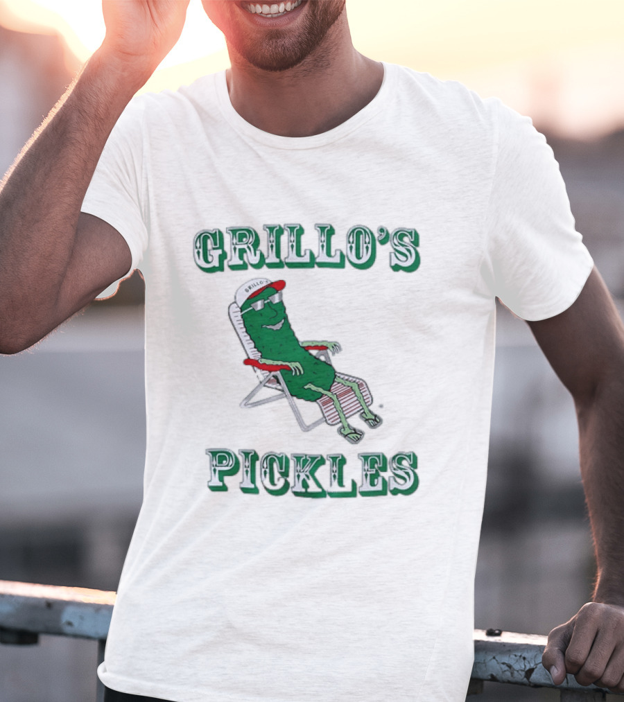 Grillo's Pickles Chill Pickle Relaxing In Chair T-Shirt