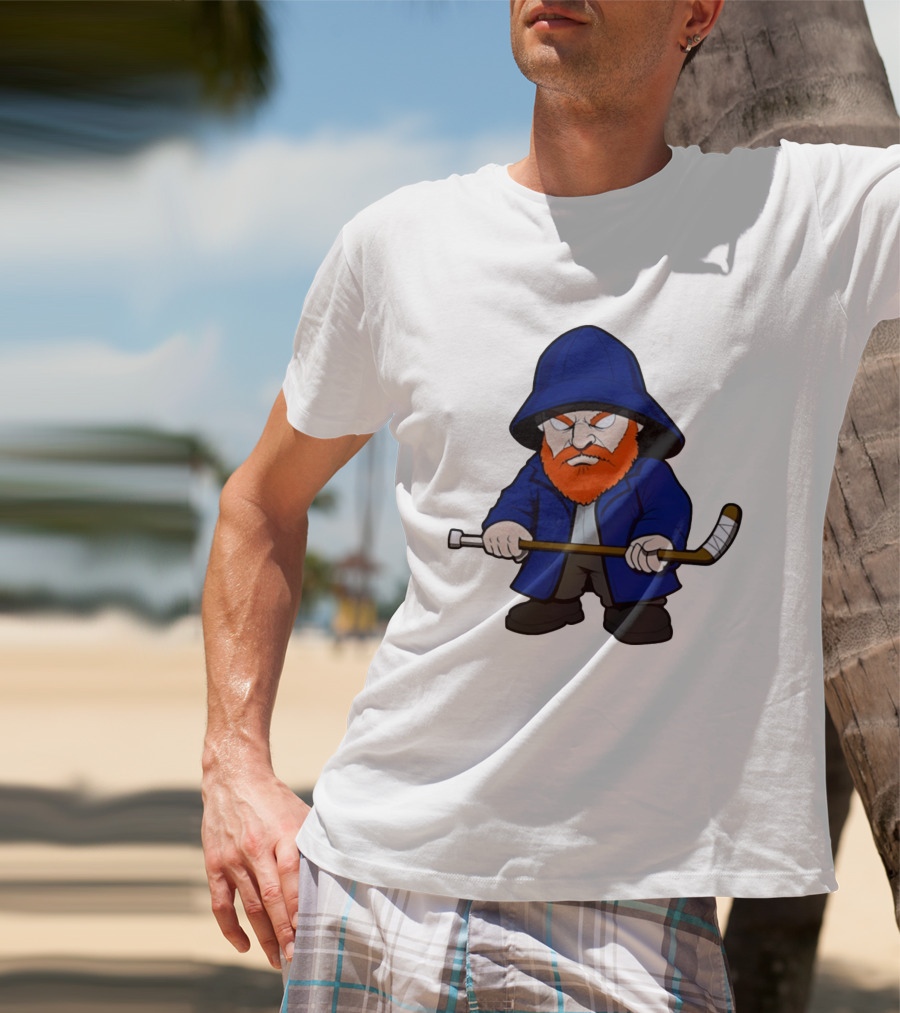 New Islanders Bearded Fisherman Cartoon Hockey Player T-Shirt