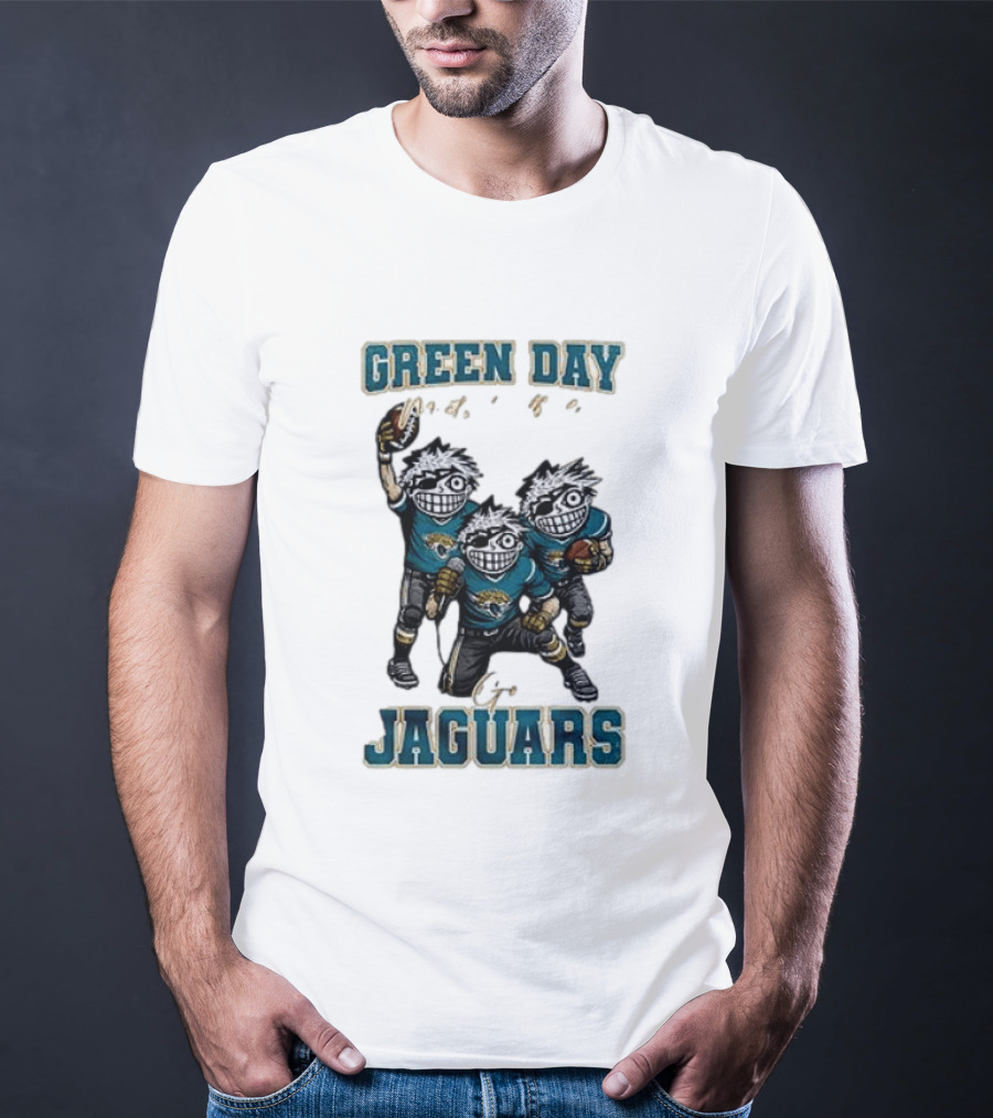 Green Day Jacksonville Jaguars Crossover With Football Characters T-Shirt