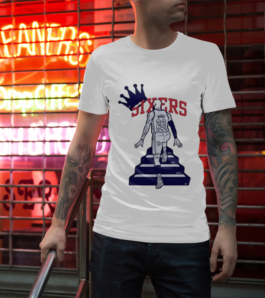 Philadelphia 76ers Sixers Lebron James Crowned Steps Silhouette 23 T-Shirt