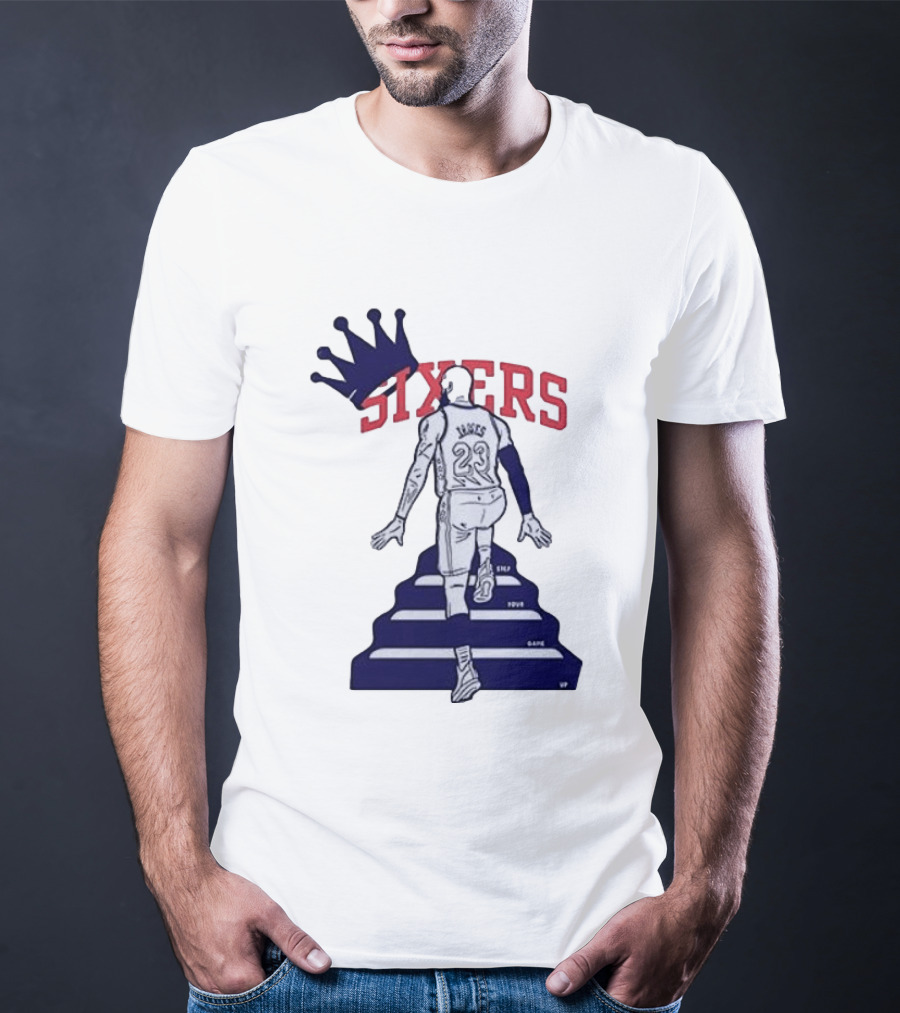 Philadelphia 76ers Sixers Lebron James Crowned Steps Silhouette 23 T-Shirt