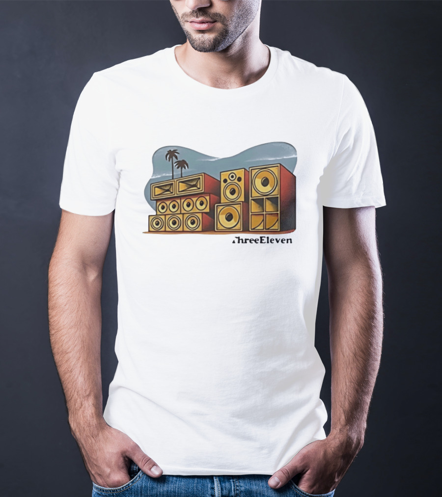 ThreeEleven Sound System Speaker Stack Reggae With Palm Trees T-Shirt